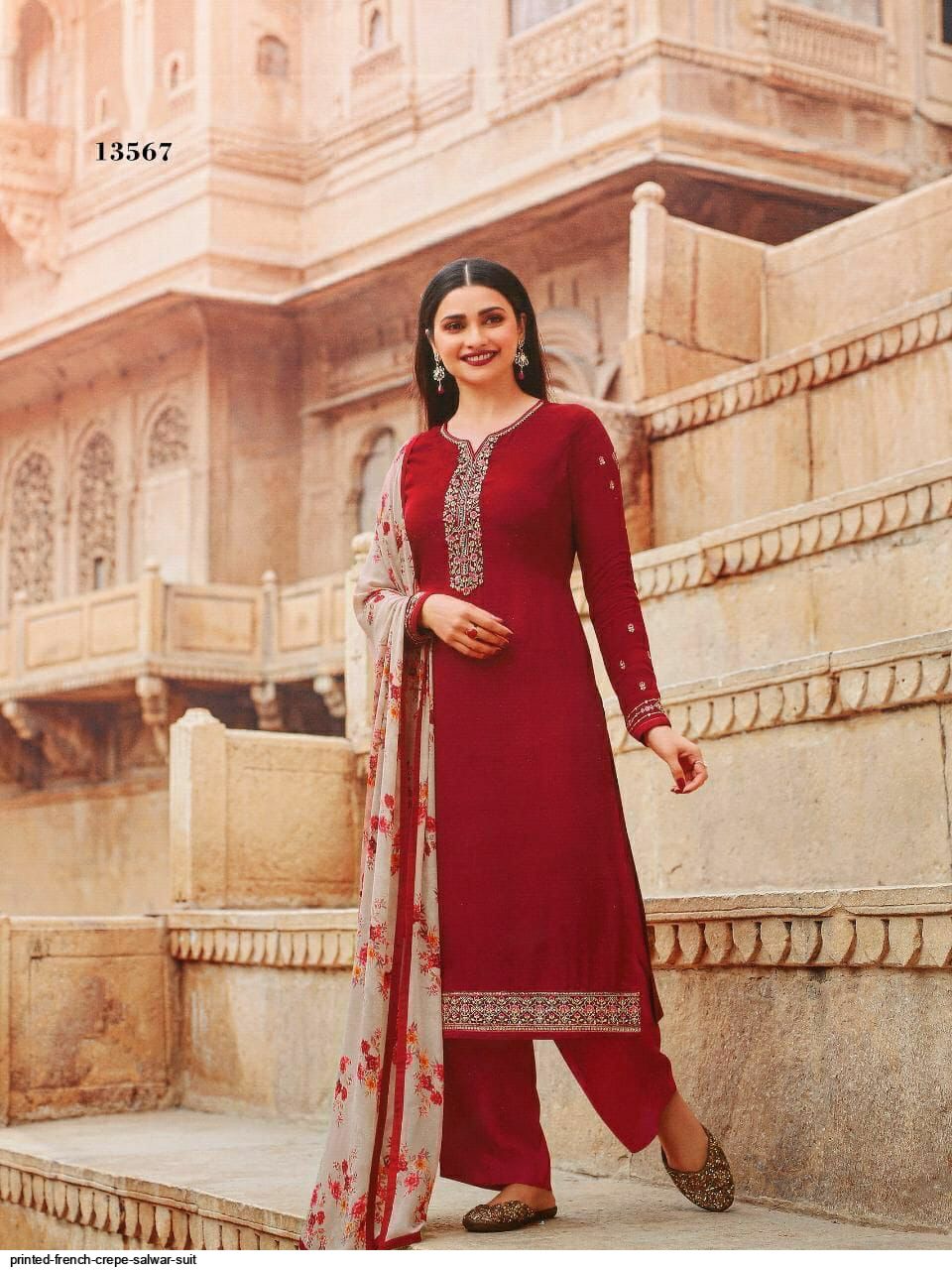 french crepe salwar suits