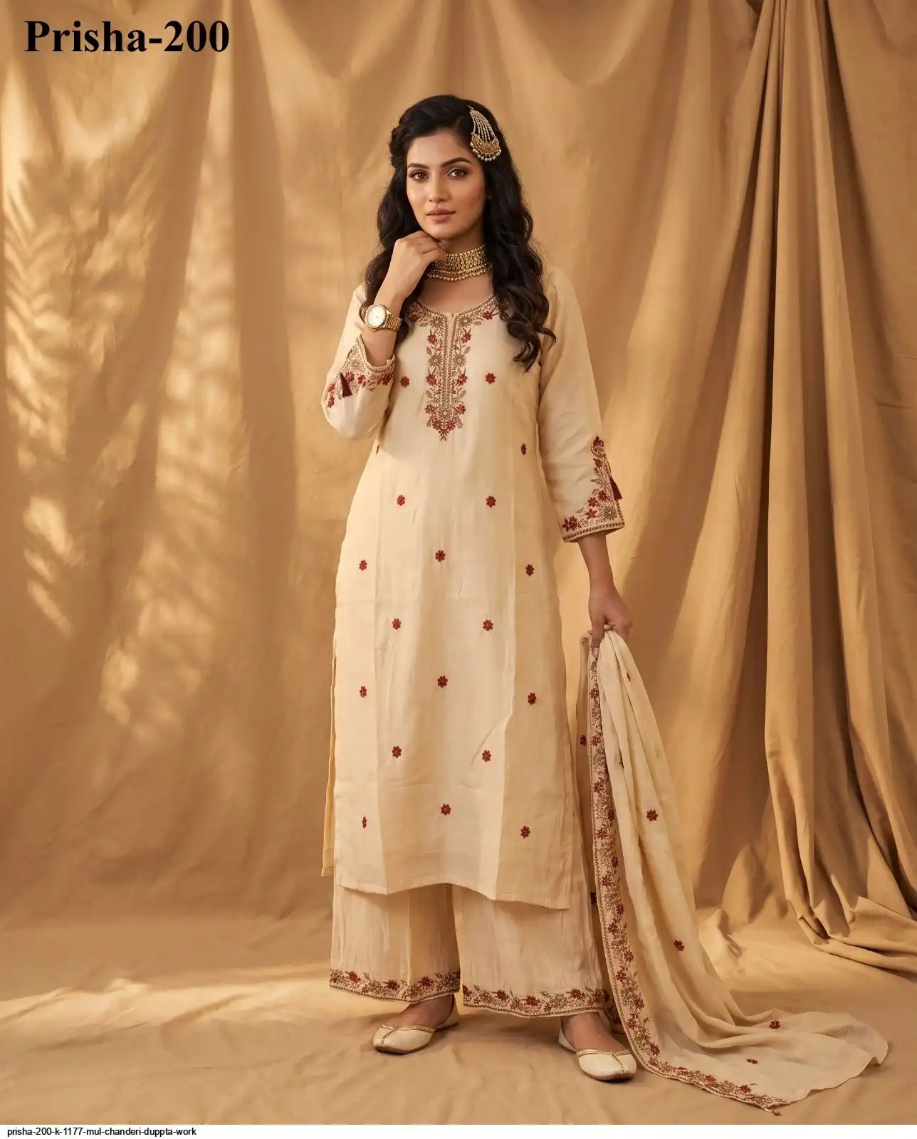 PRISHA 200 K 1177 MUL CHANDERI DUPPTA WORK D