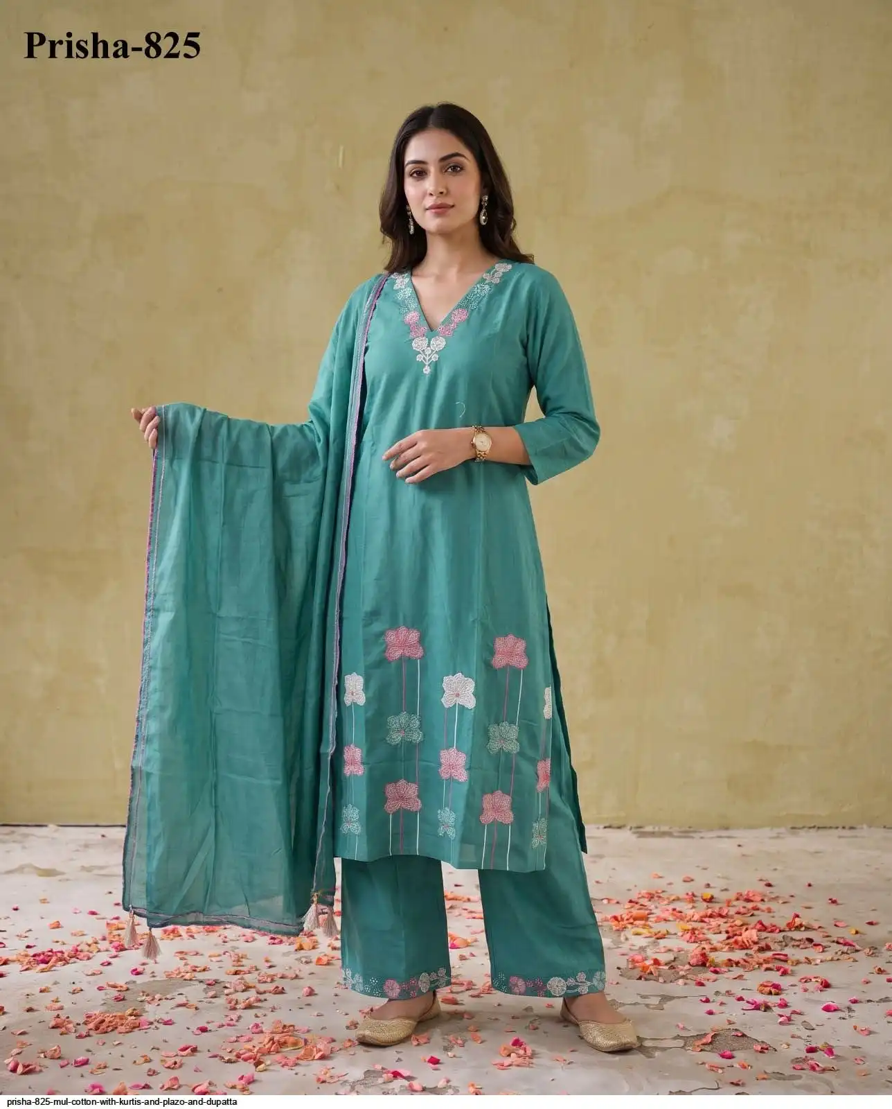PRISHA 825 MUL COTTON WITH KURTIS AND PLAZO AND DUPATTA B