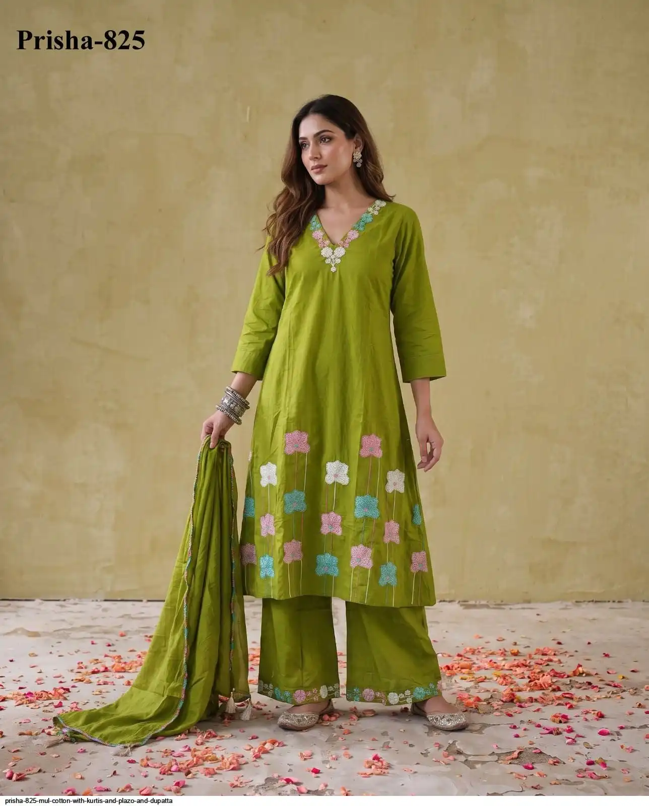 PRISHA 825 MUL COTTON WITH KURTIS AND PLAZO AND DUPATTA D