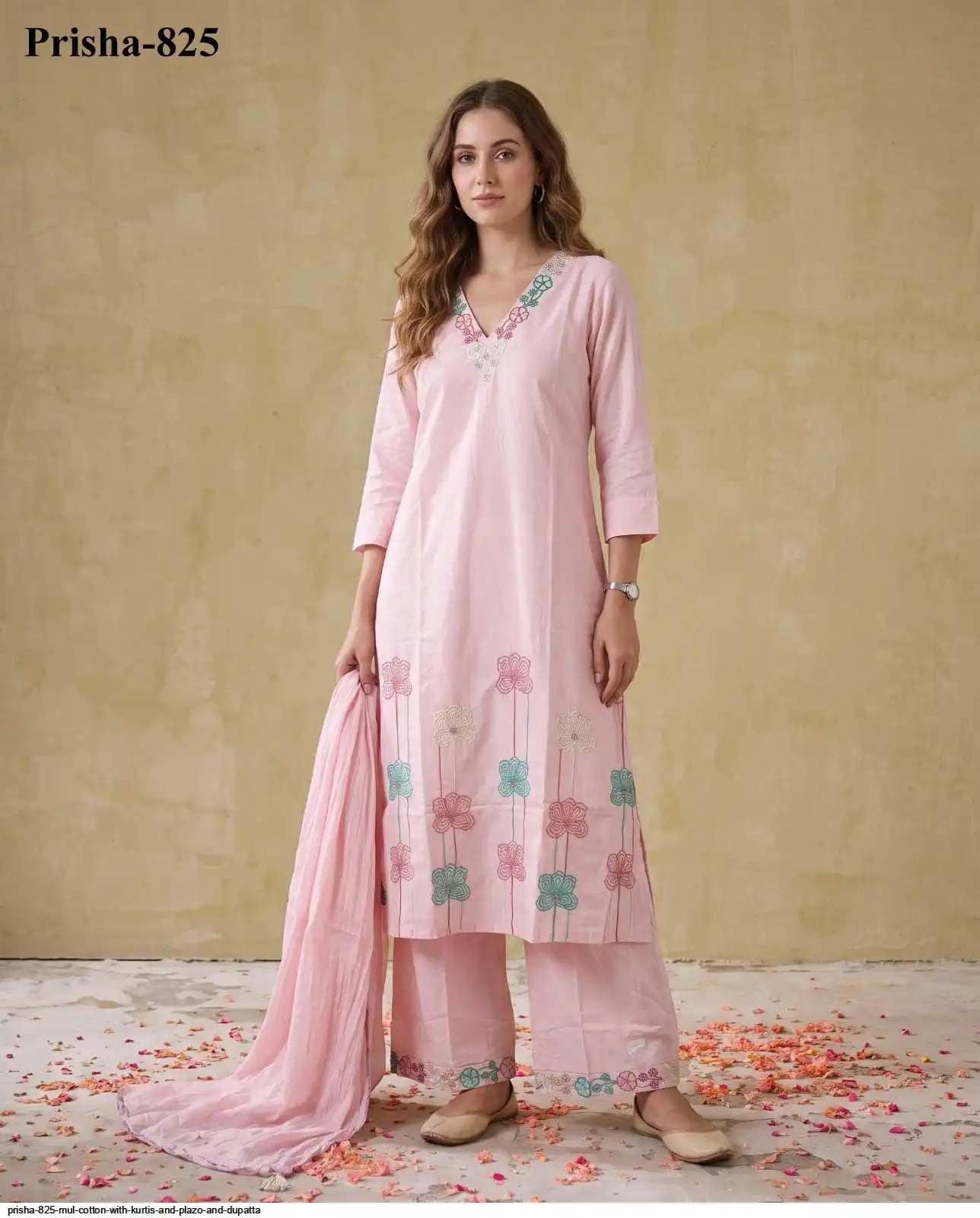 PRISHA 825 MUL COTTON WITH KURTIS AND PLAZO AND DUPATTA C