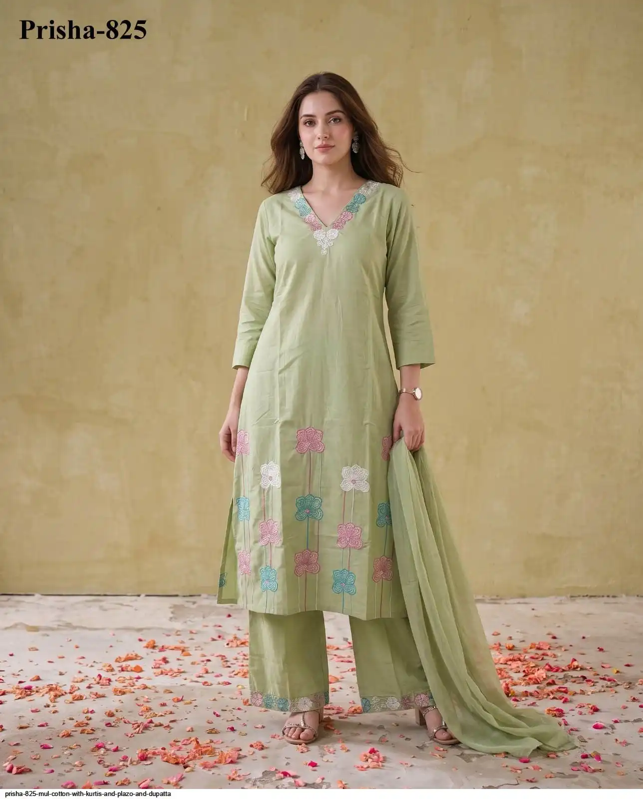 PRISHA 825 MUL COTTON WITH KURTIS AND PLAZO AND DUPATTA K