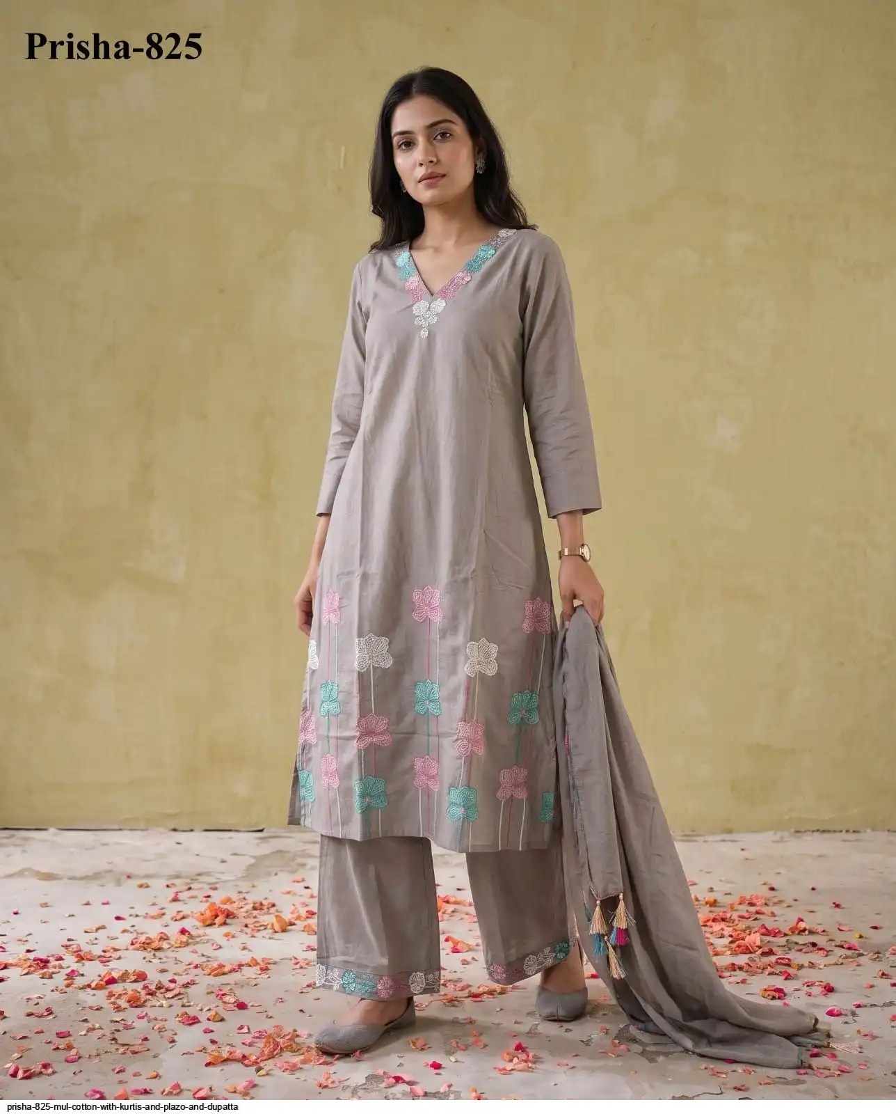 PRISHA 825 MUL COTTON WITH KURTIS AND PLAZO AND DUPATTA M
