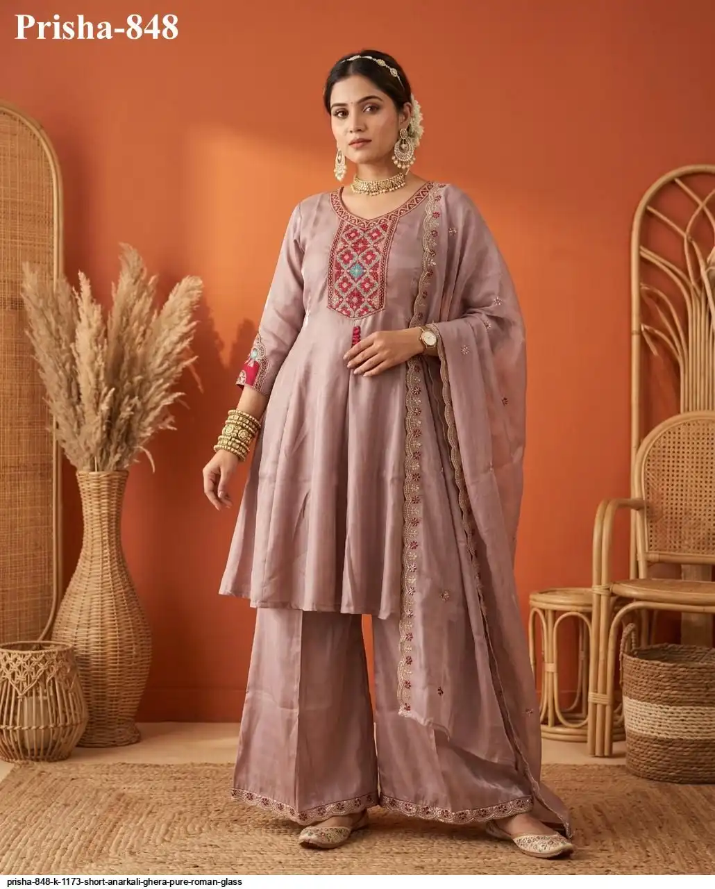 PRISHA 848 K 1173 SHORT ANARKALI GHERA PURE ROMAN GLASS C