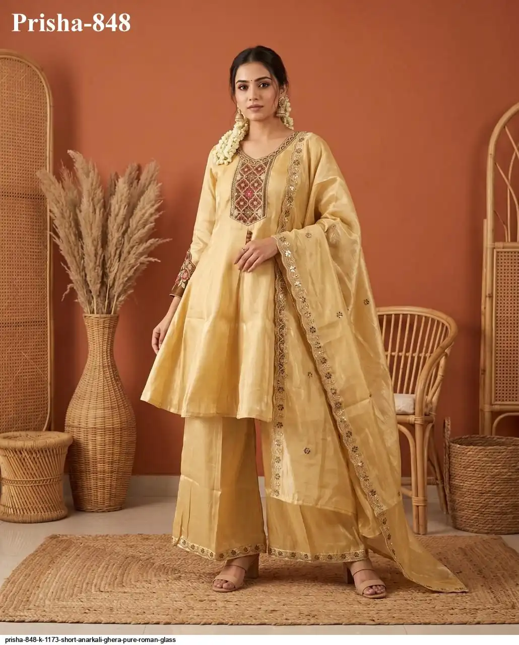 PRISHA 848 K 1173 SHORT ANARKALI GHERA PURE ROMAN GLASS E