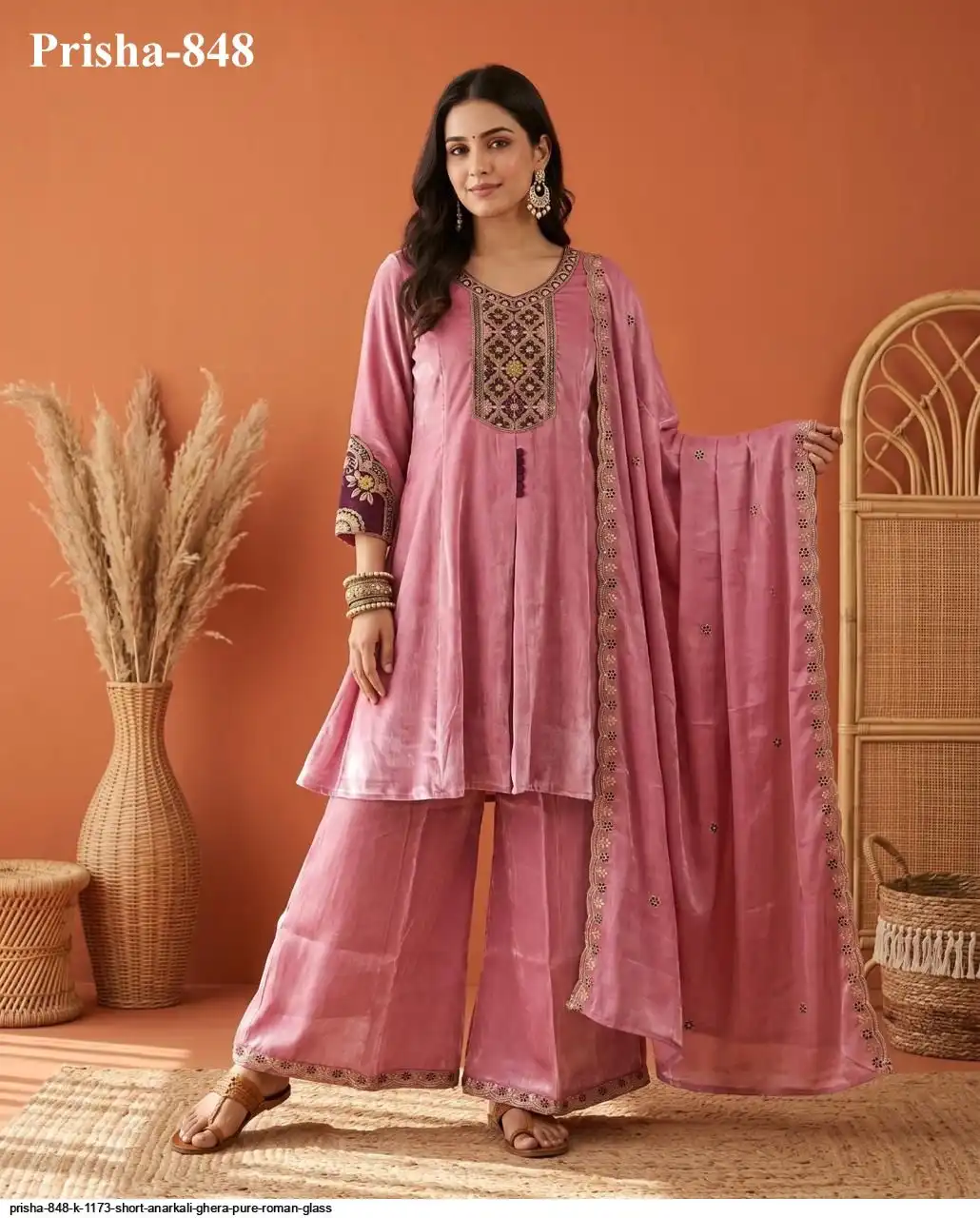 PRISHA 848 K 1173 SHORT ANARKALI GHERA PURE ROMAN GLASS D
