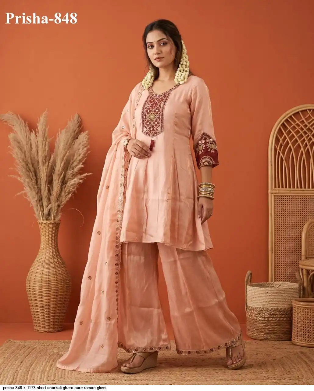 PRISHA 848 K 1173 SHORT ANARKALI GHERA PURE ROMAN GLASS F