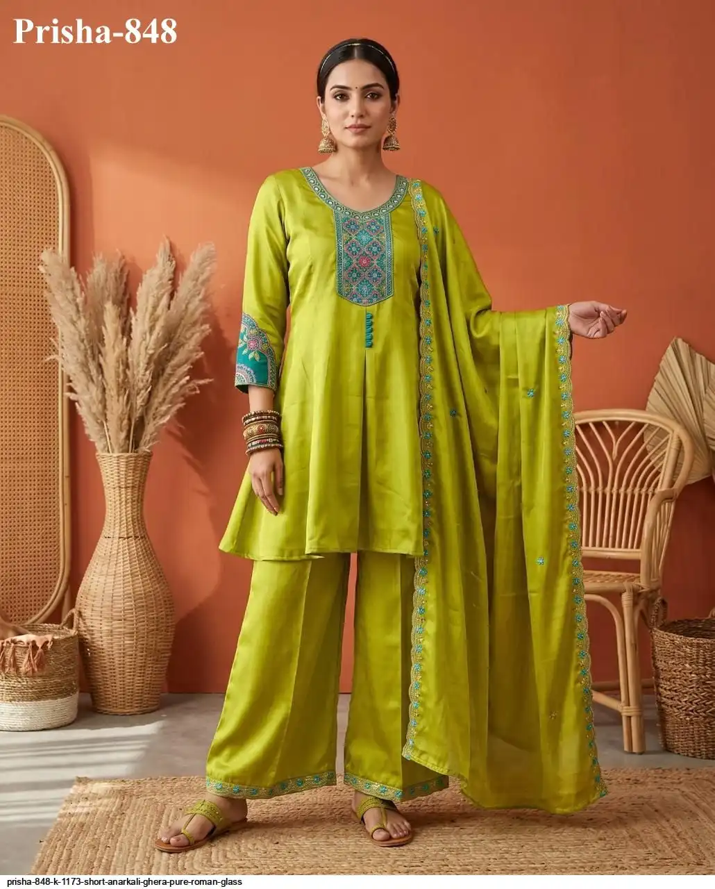 PRISHA 848 K 1173 SHORT ANARKALI GHERA PURE ROMAN GLASS K
