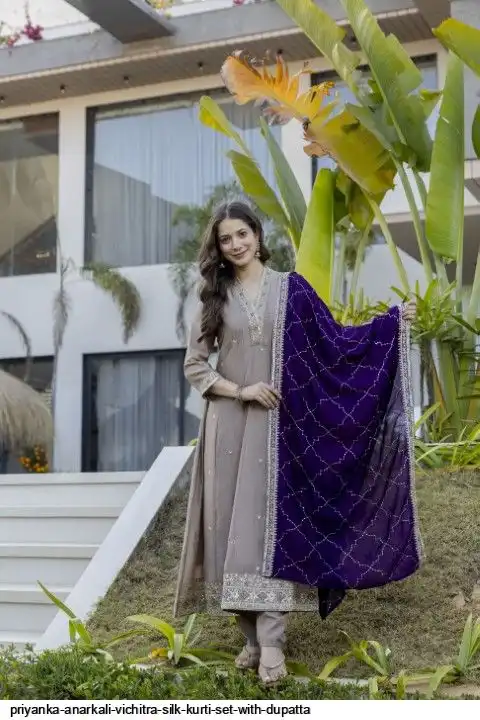 PRIYANKA ANARKALI VICHITRA SILK KURTI SET WITH DUPATTA C