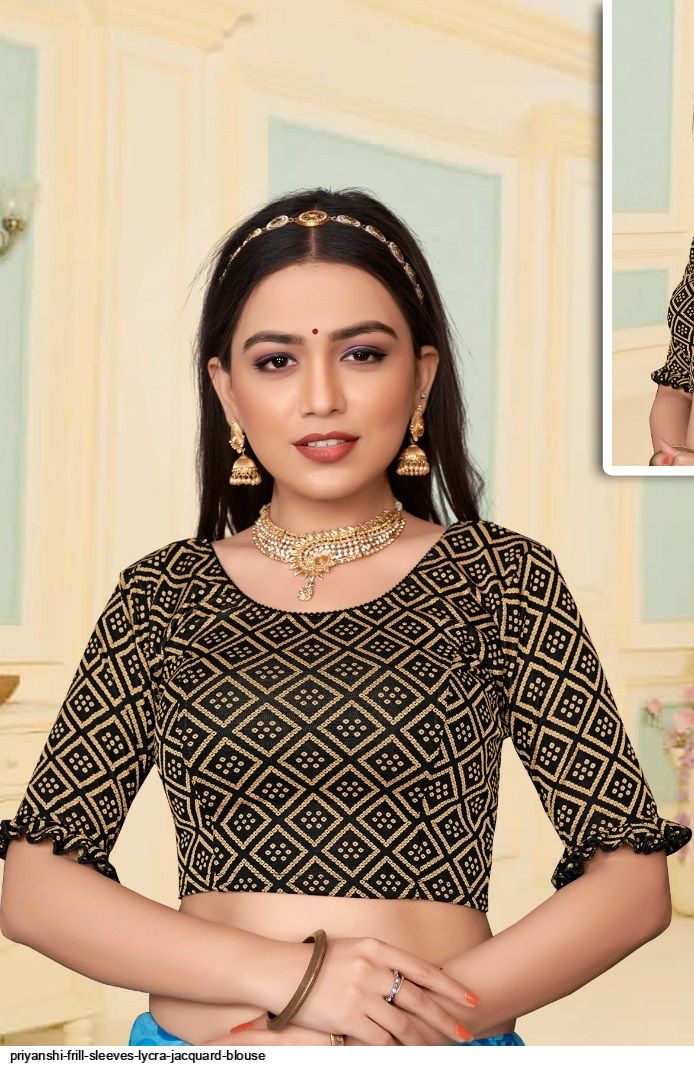 PRIYANSHI FRILL SLEEVES LYCRA JACQUARD BLOUSE