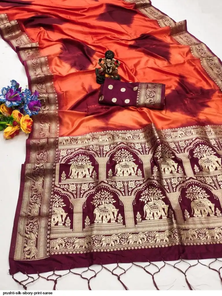 PRUSHTI SILK SIBORY PRINT SAREE B