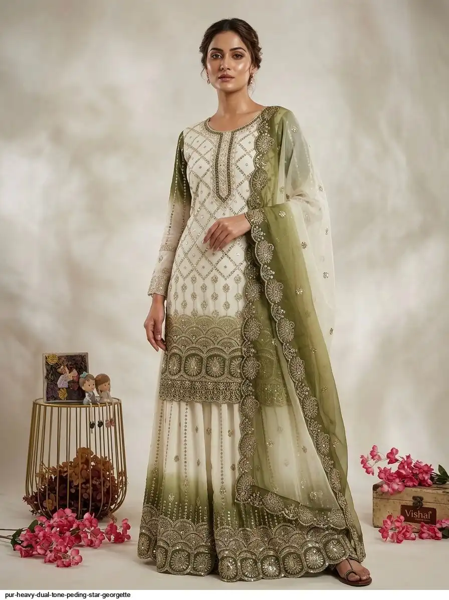 PUR HEAVY DUAL TONE PEDING STAR GEORGETTE B
