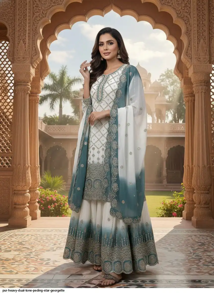 PUR HEAVY DUAL TONE PEDING STAR GEORGETTE D