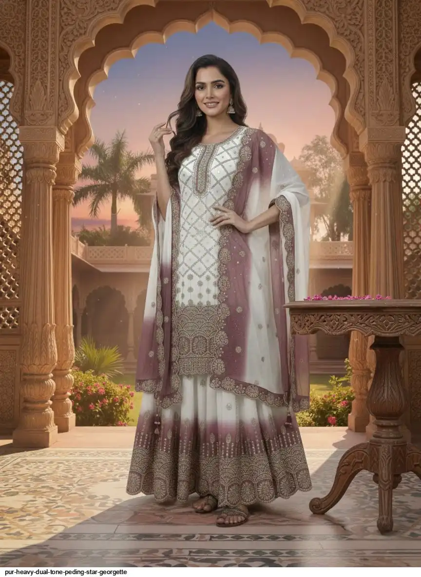 PUR HEAVY DUAL TONE PEDING STAR GEORGETTE E