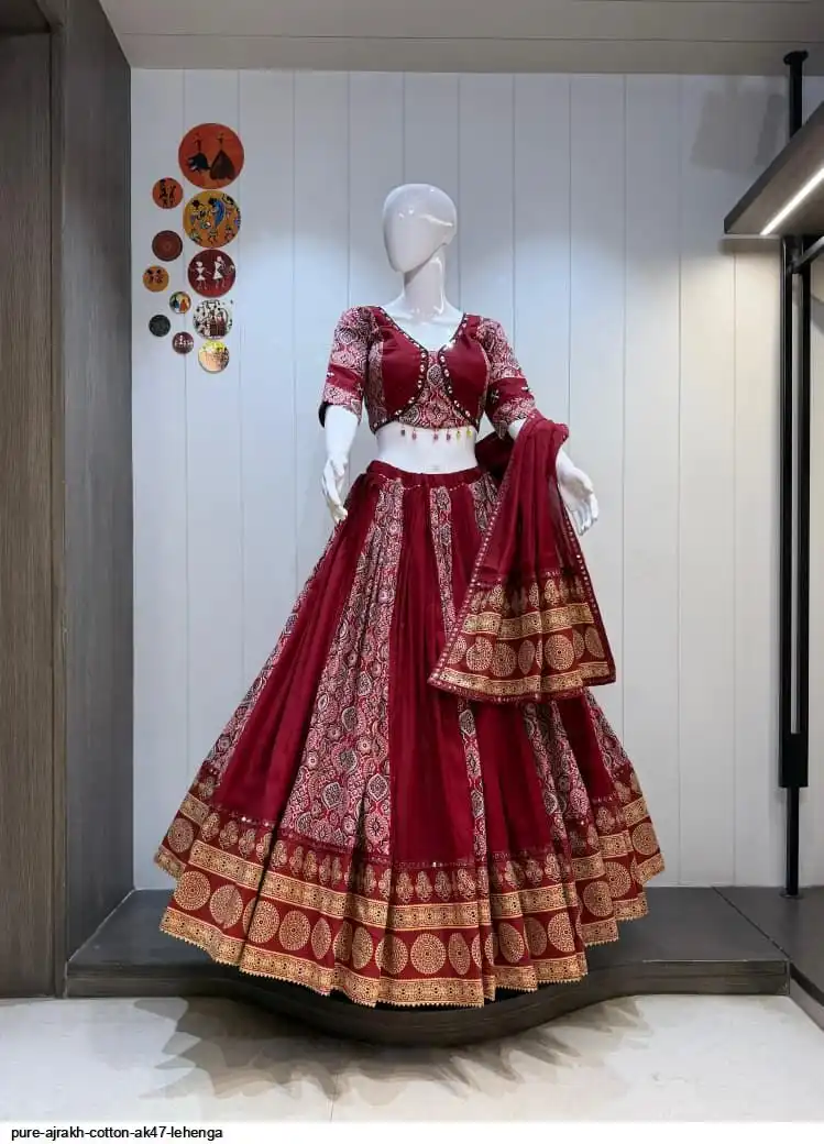 PURE AJRAKH COTTON AK47 LEHENGA 1