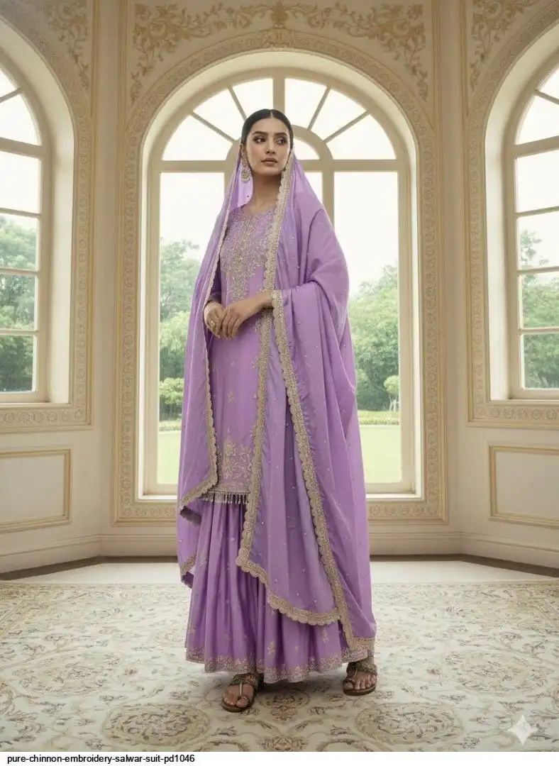 PURE CHINNON EMBROIDERY SALWAR SUIT PD1046 C