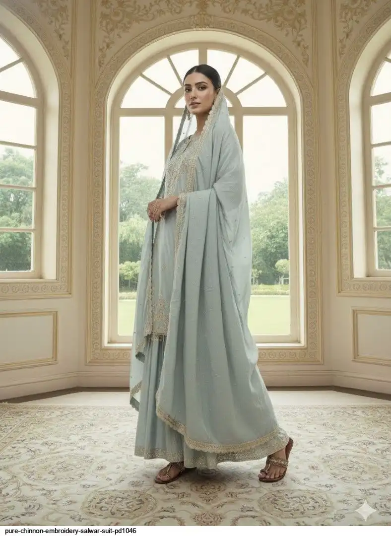 PURE CHINNON EMBROIDERY SALWAR SUIT PD1046 D
