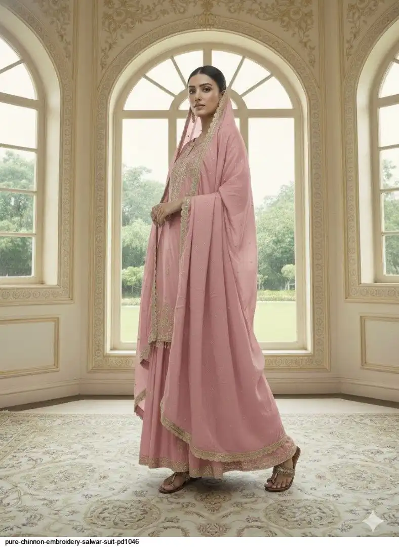 PURE CHINNON EMBROIDERY SALWAR SUIT PD1046 B