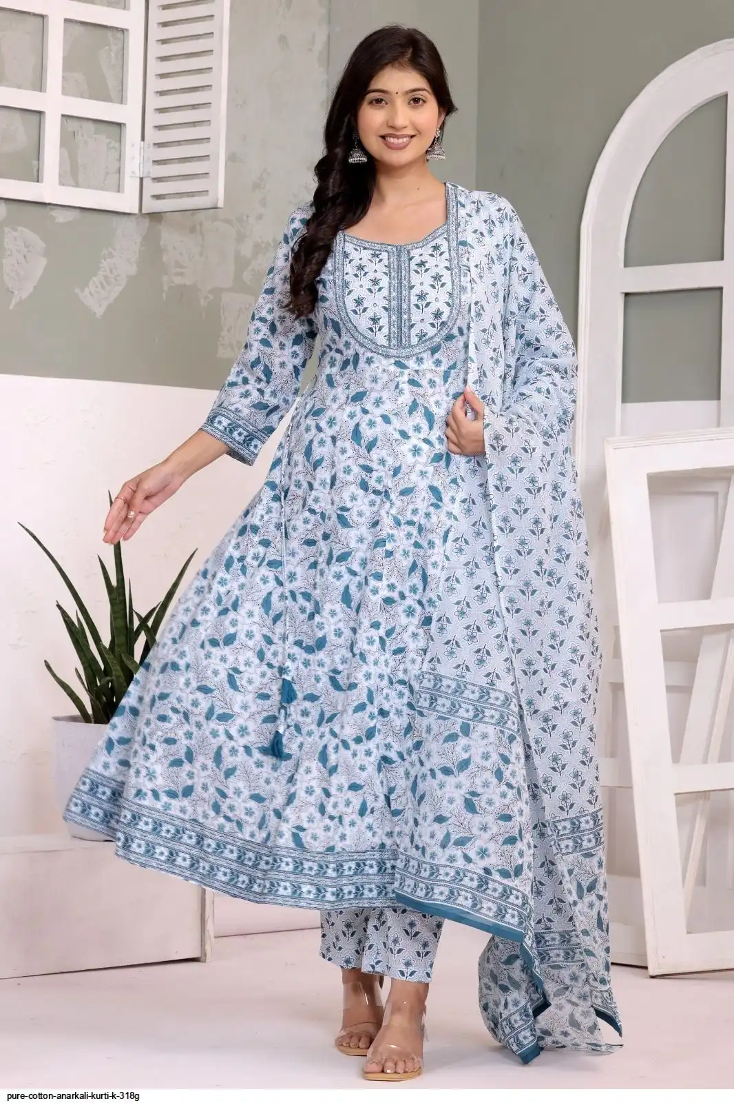 PURE COTTON ANARKALI KURTI K 318G