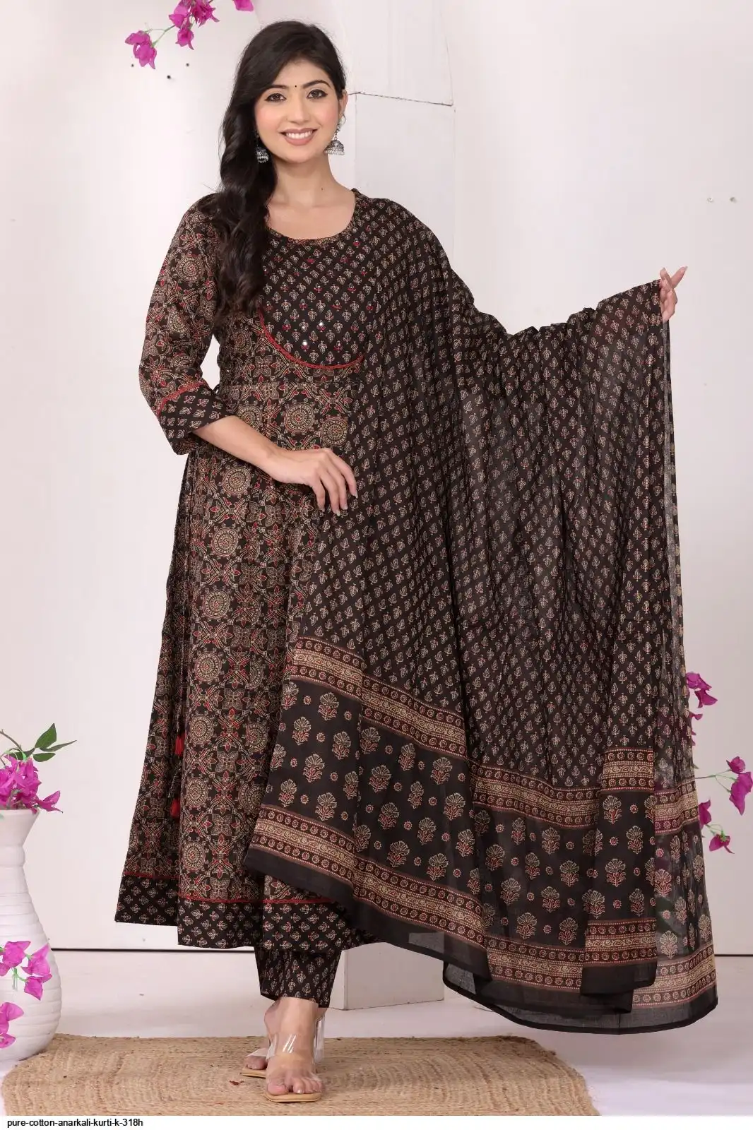 PURE COTTON ANARKALI KURTI K 318H