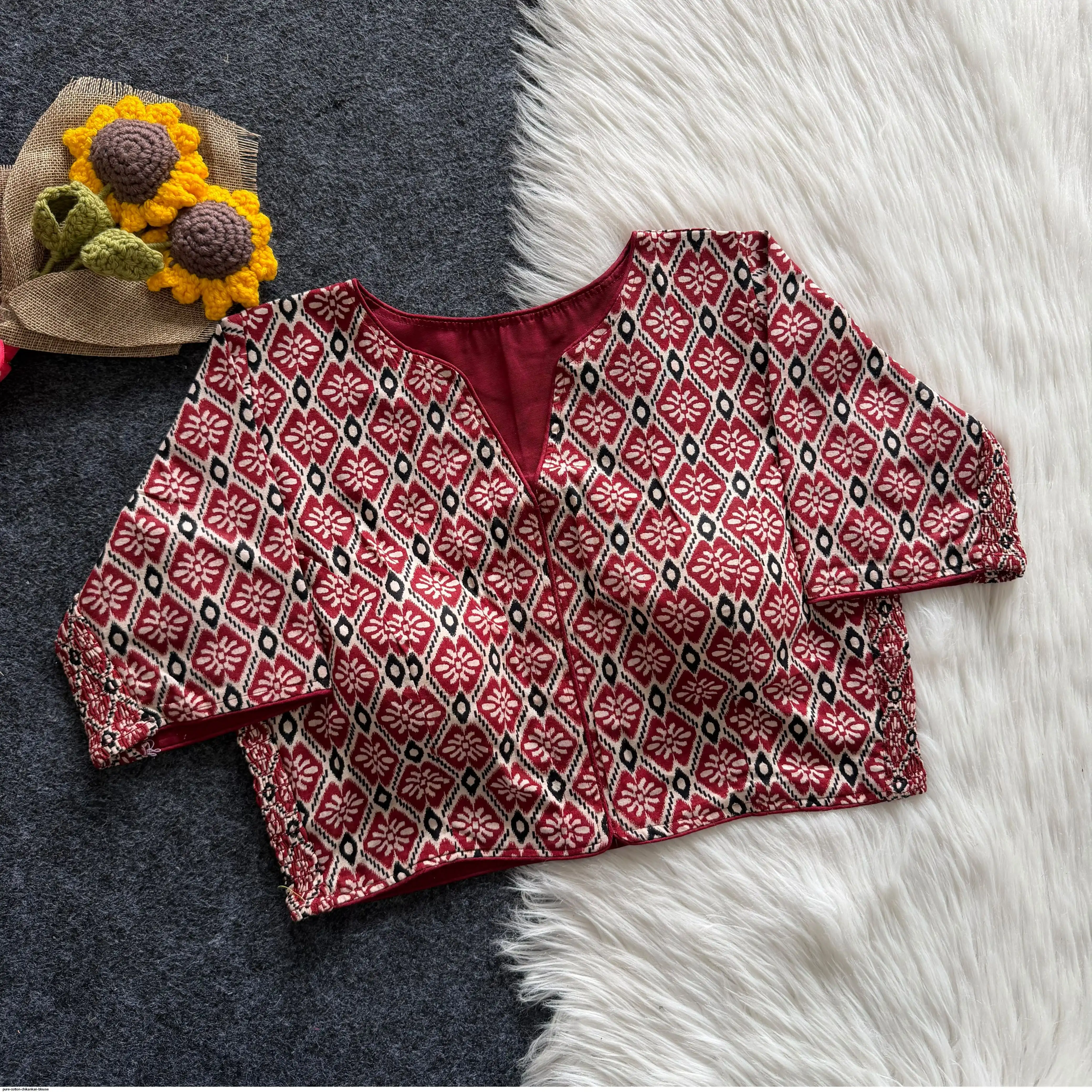 PURE COTTON CHIKANKARI BLOUSE 9