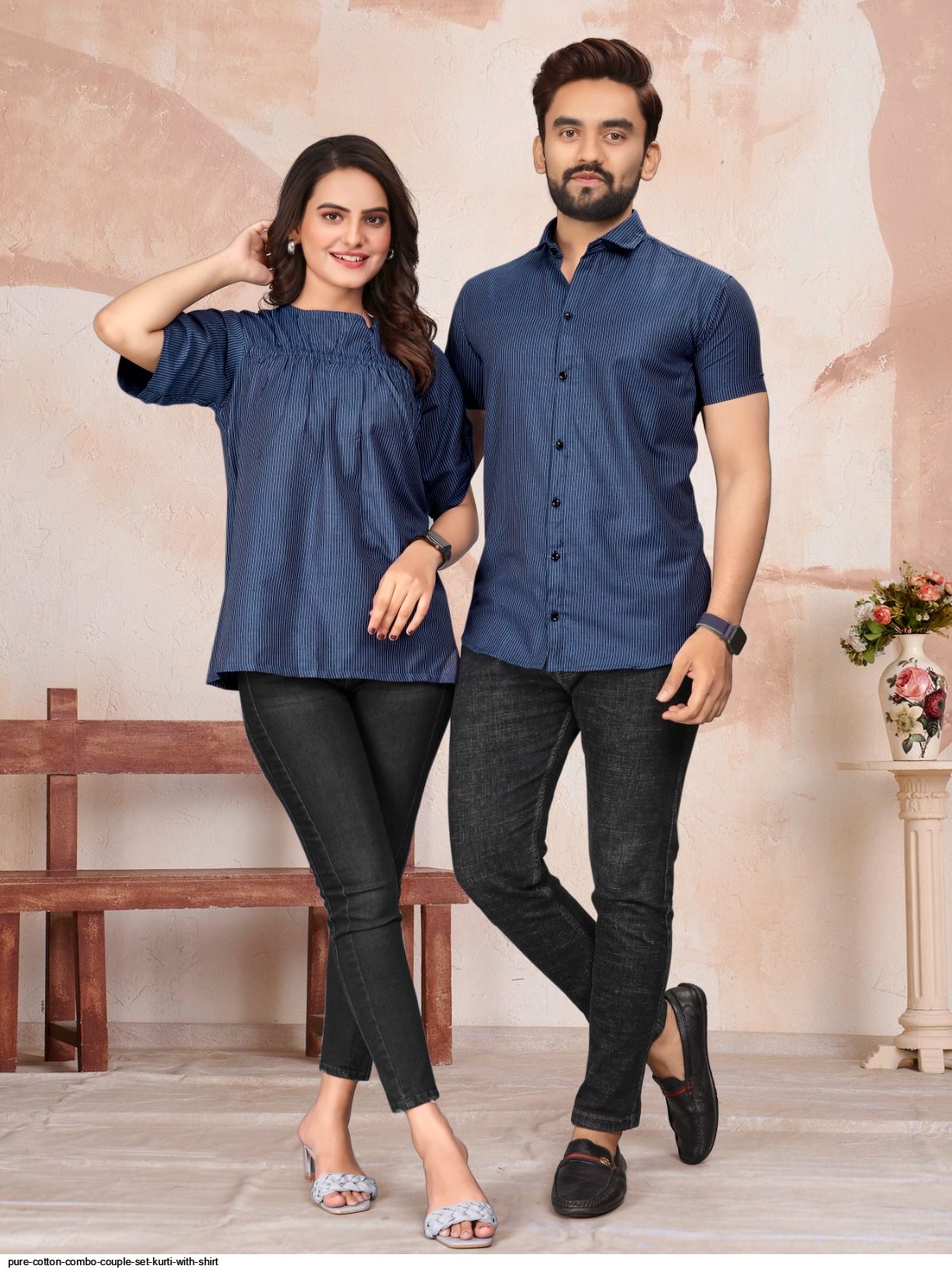 PURE COTTON COMBO COUPLE SET KURTI WITH SHIRT E