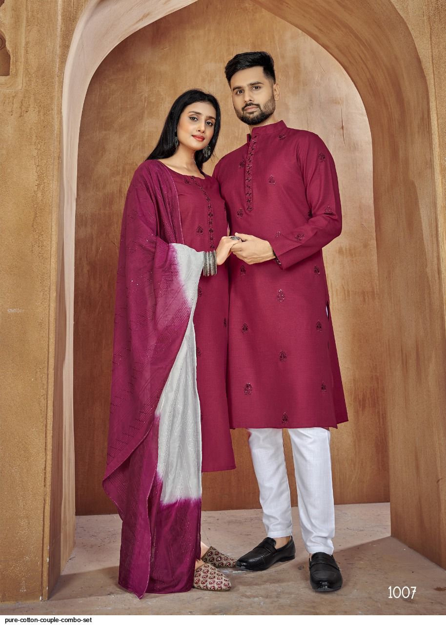 Exclusive Designer Dhupiyan Saree And Dhupiyan Panjabi For Combo Couple  Dress