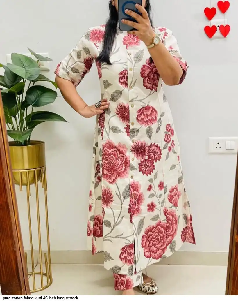 PURE COTTON FABRIC KURTI 46 INCH LONG RESTOCK B