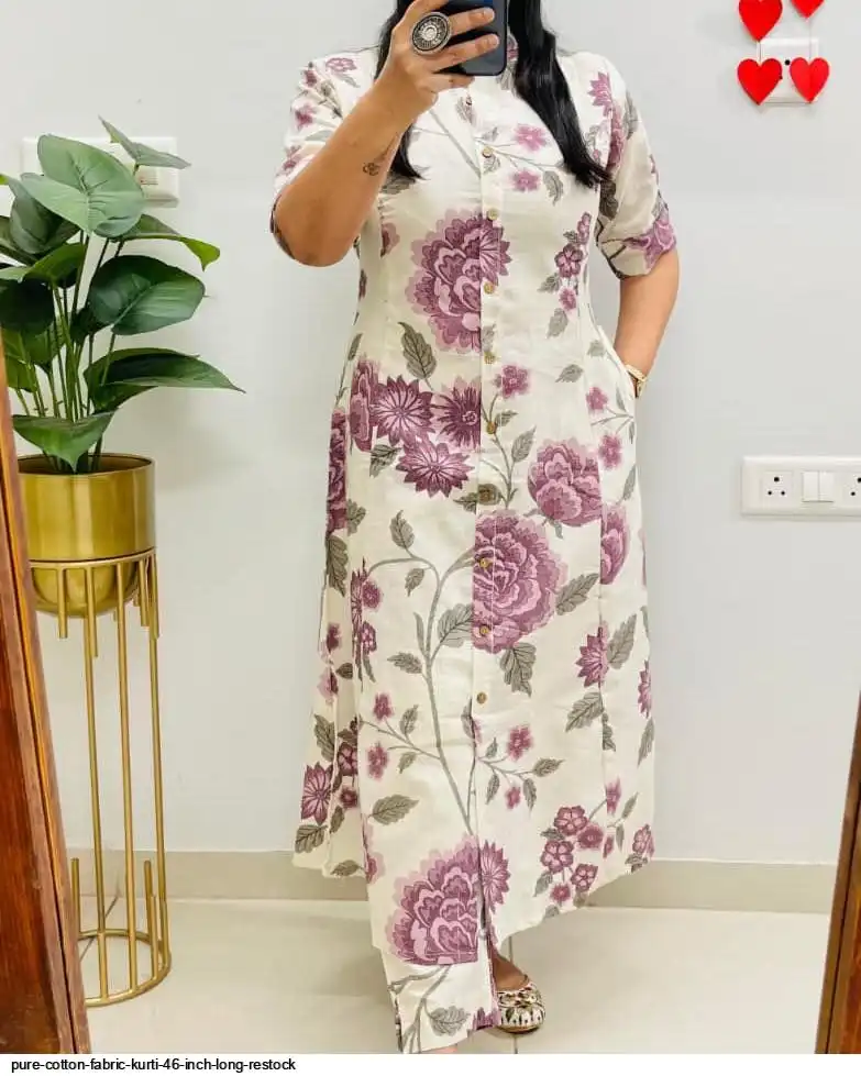 PURE COTTON FABRIC KURTI 46 INCH LONG RESTOCK C