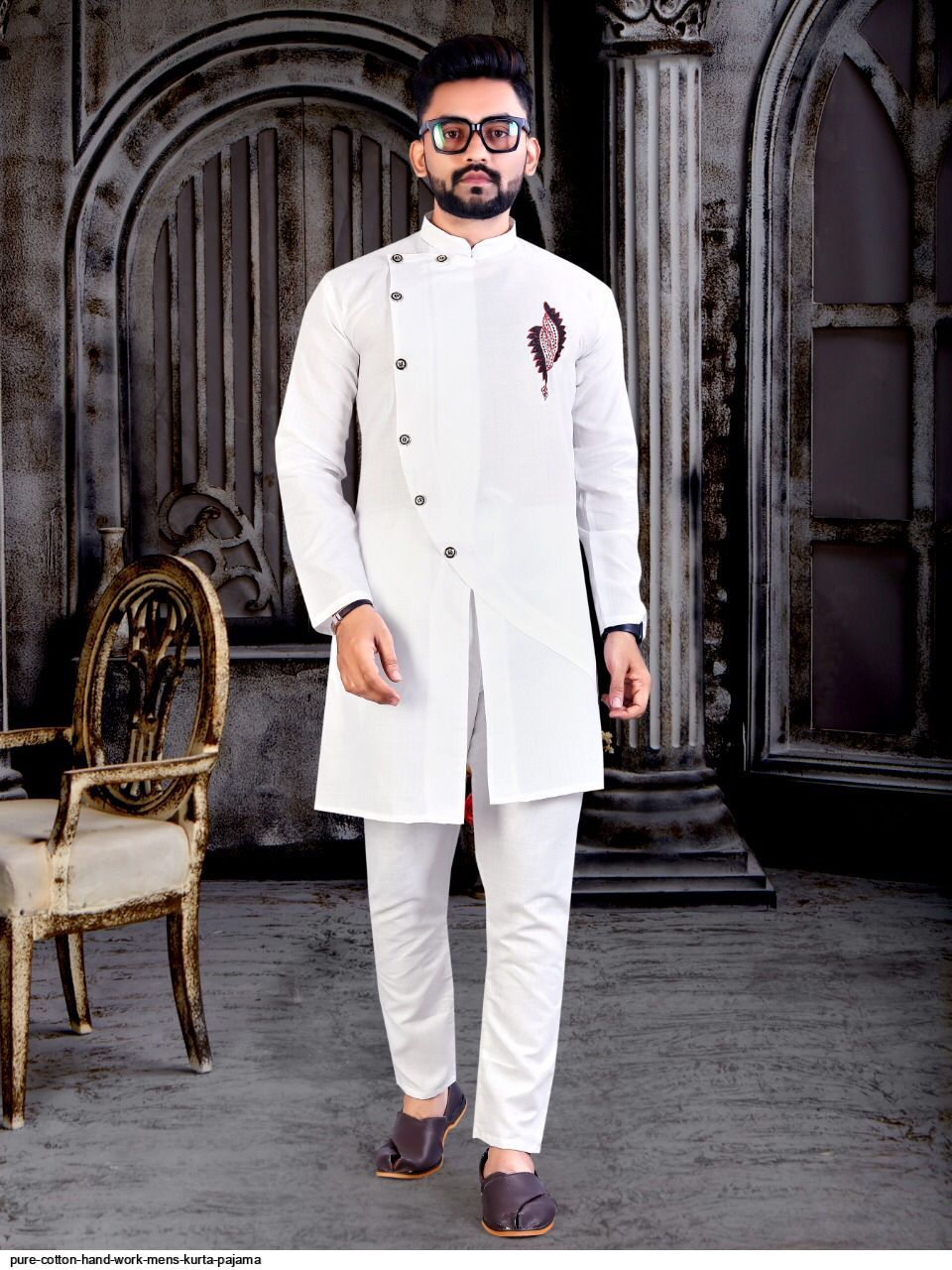 PURE COTTON HAND WORK MENS KURTA PAJAMA A