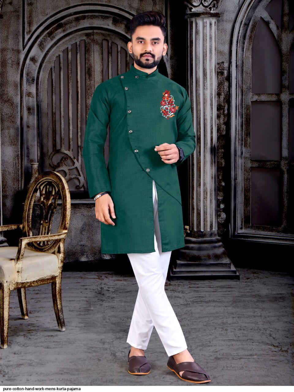 PURE COTTON HAND WORK MENS KURTA PAJAMA C