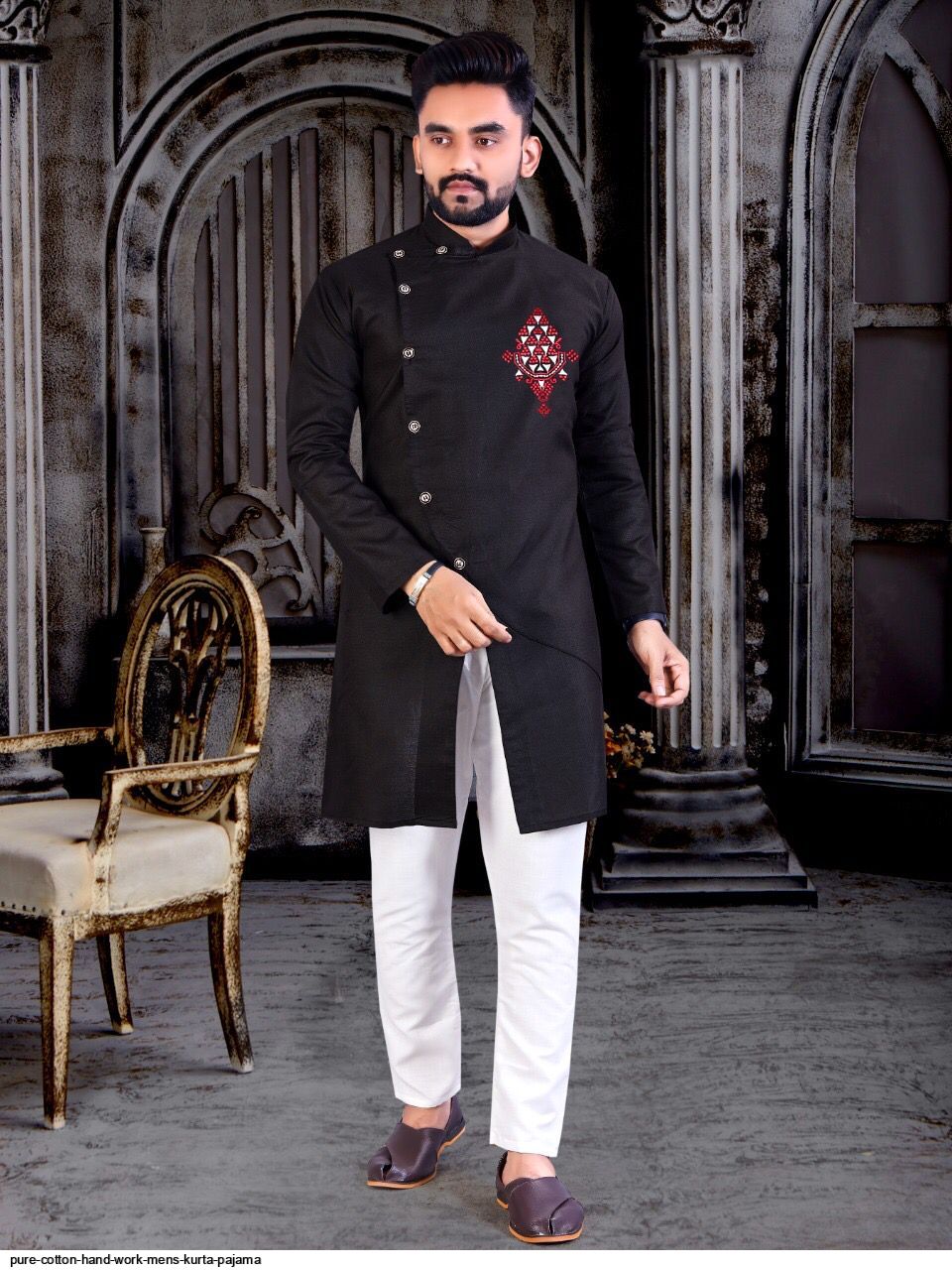 PURE COTTON HAND WORK MENS KURTA PAJAMA G