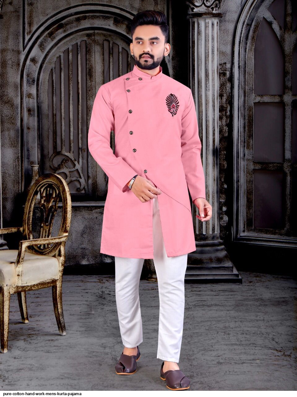 PURE COTTON HAND WORK MENS KURTA PAJAMA D