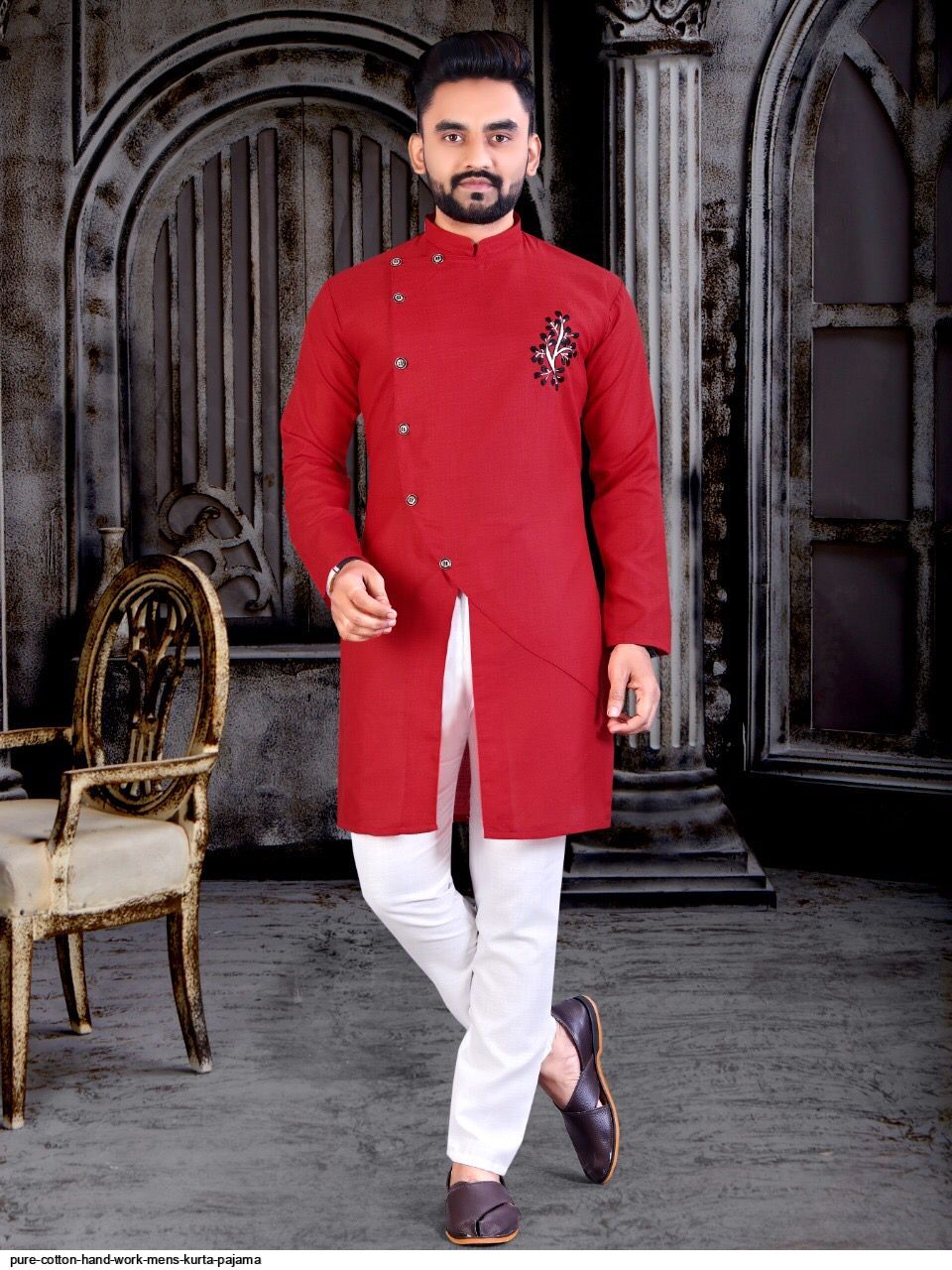 PURE COTTON HAND WORK MENS KURTA PAJAMA B