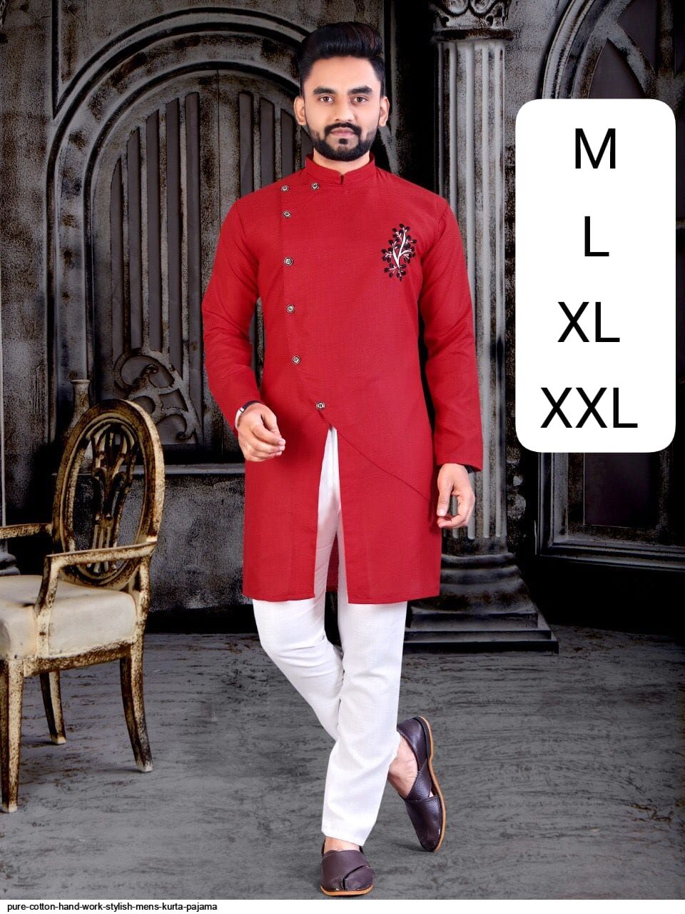 PURE COTTON HAND WORK STYLISH MENS KURTA PAJAMA G