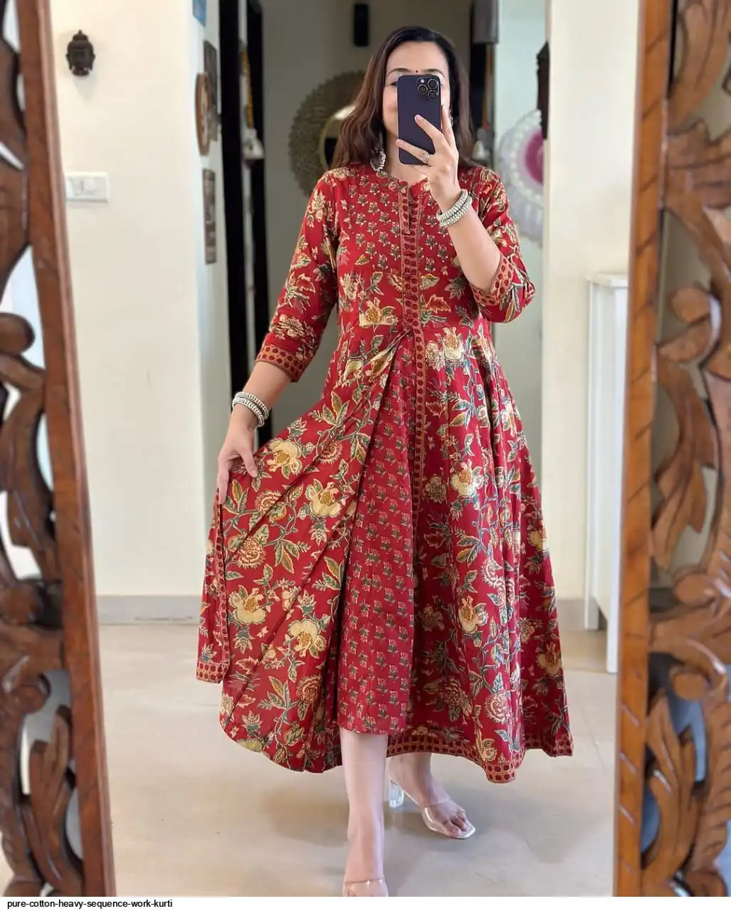 PURE COTTON HEAVY SEQUENCE WORK KURTI B