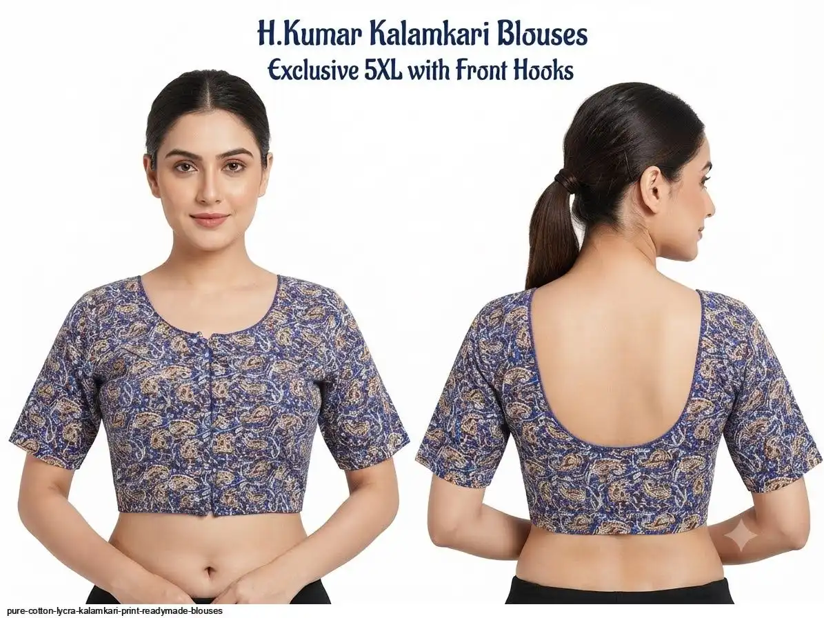 PURE COTTON LYCRA KALAMKARI PRINT READYMADE BLOUSES D