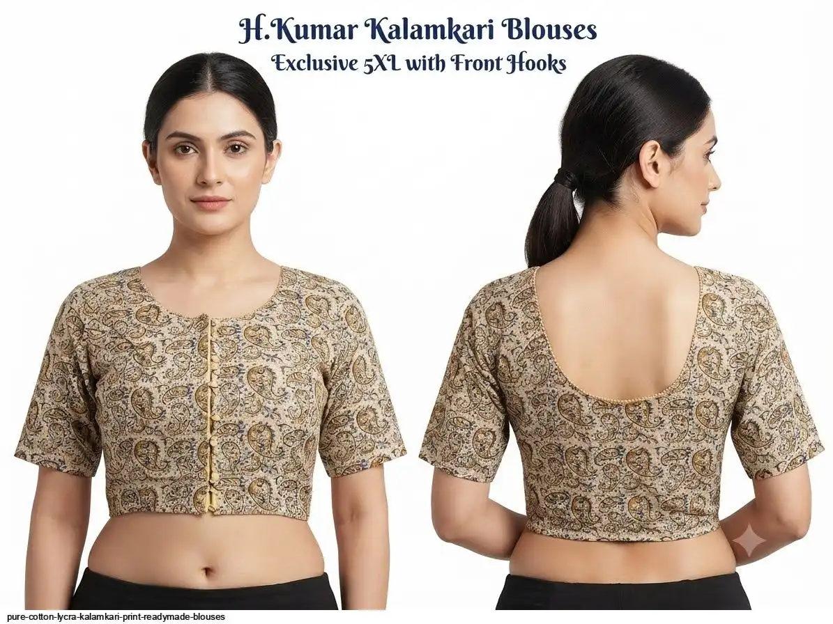 PURE COTTON LYCRA KALAMKARI PRINT READYMADE BLOUSES E