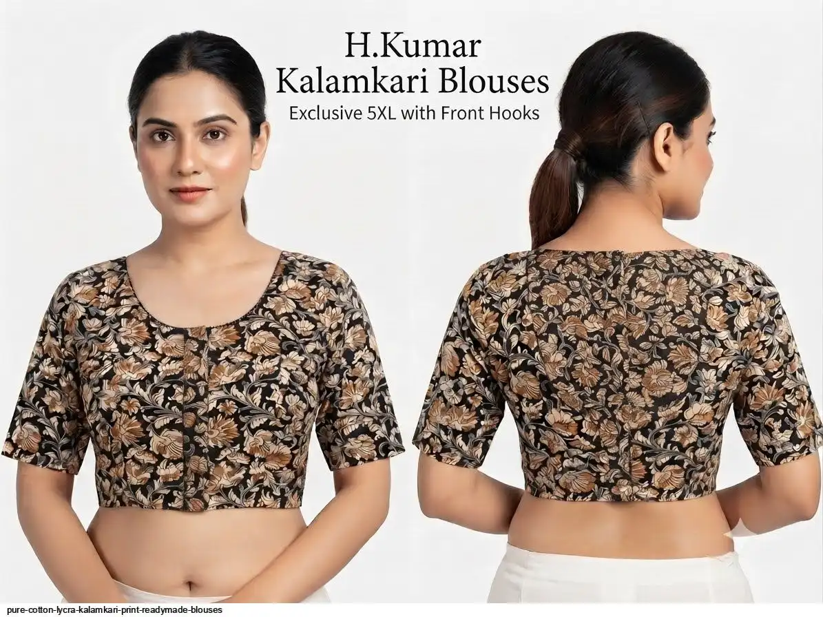 PURE COTTON LYCRA KALAMKARI PRINT READYMADE BLOUSES J