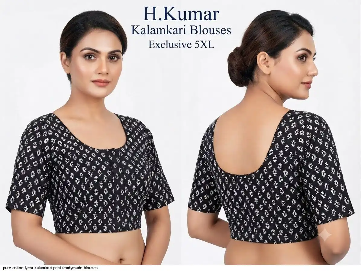 PURE COTTON LYCRA KALAMKARI PRINT READYMADE BLOUSES H