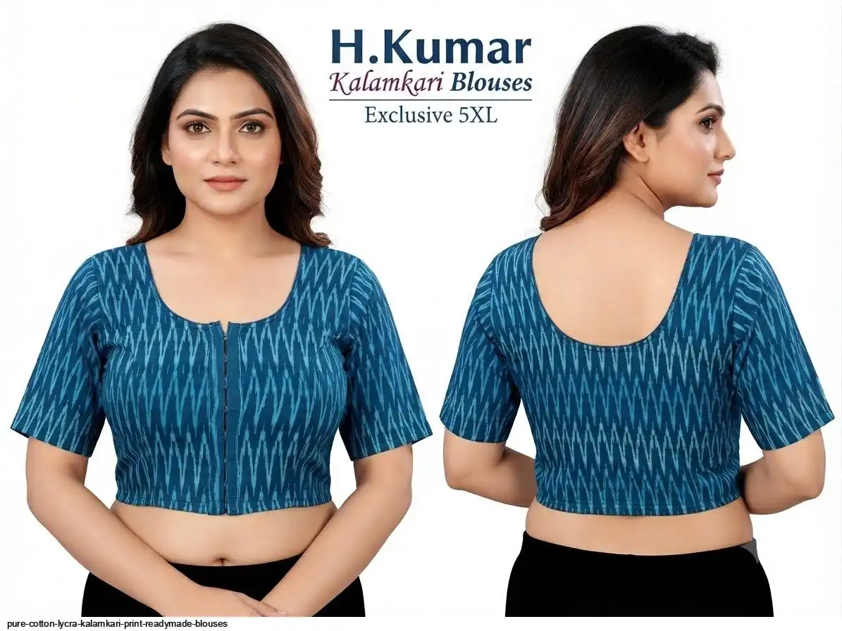 PURE COTTON LYCRA KALAMKARI PRINT READYMADE BLOUSES G