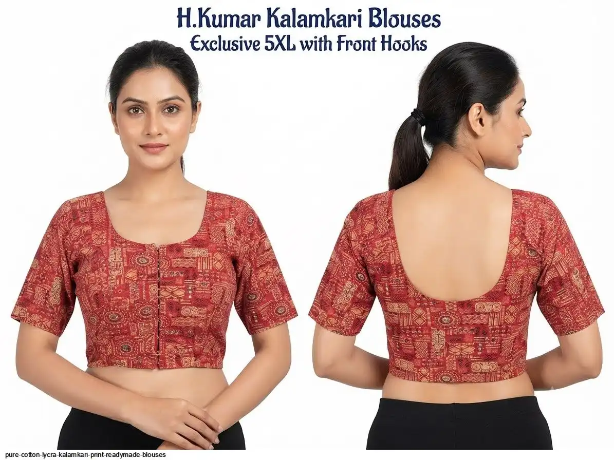 PURE COTTON LYCRA KALAMKARI PRINT READYMADE BLOUSES B
