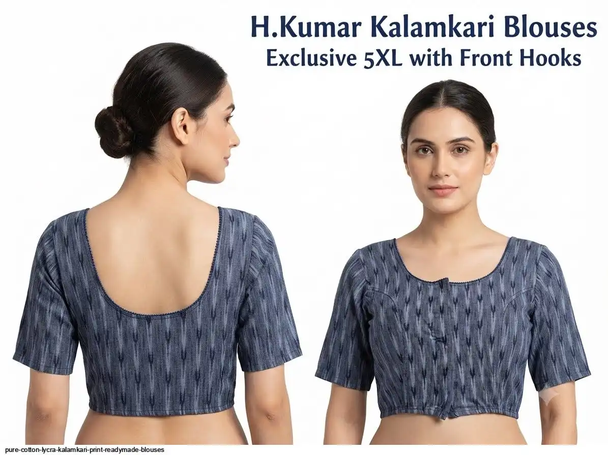 PURE COTTON LYCRA KALAMKARI PRINT READYMADE BLOUSES A