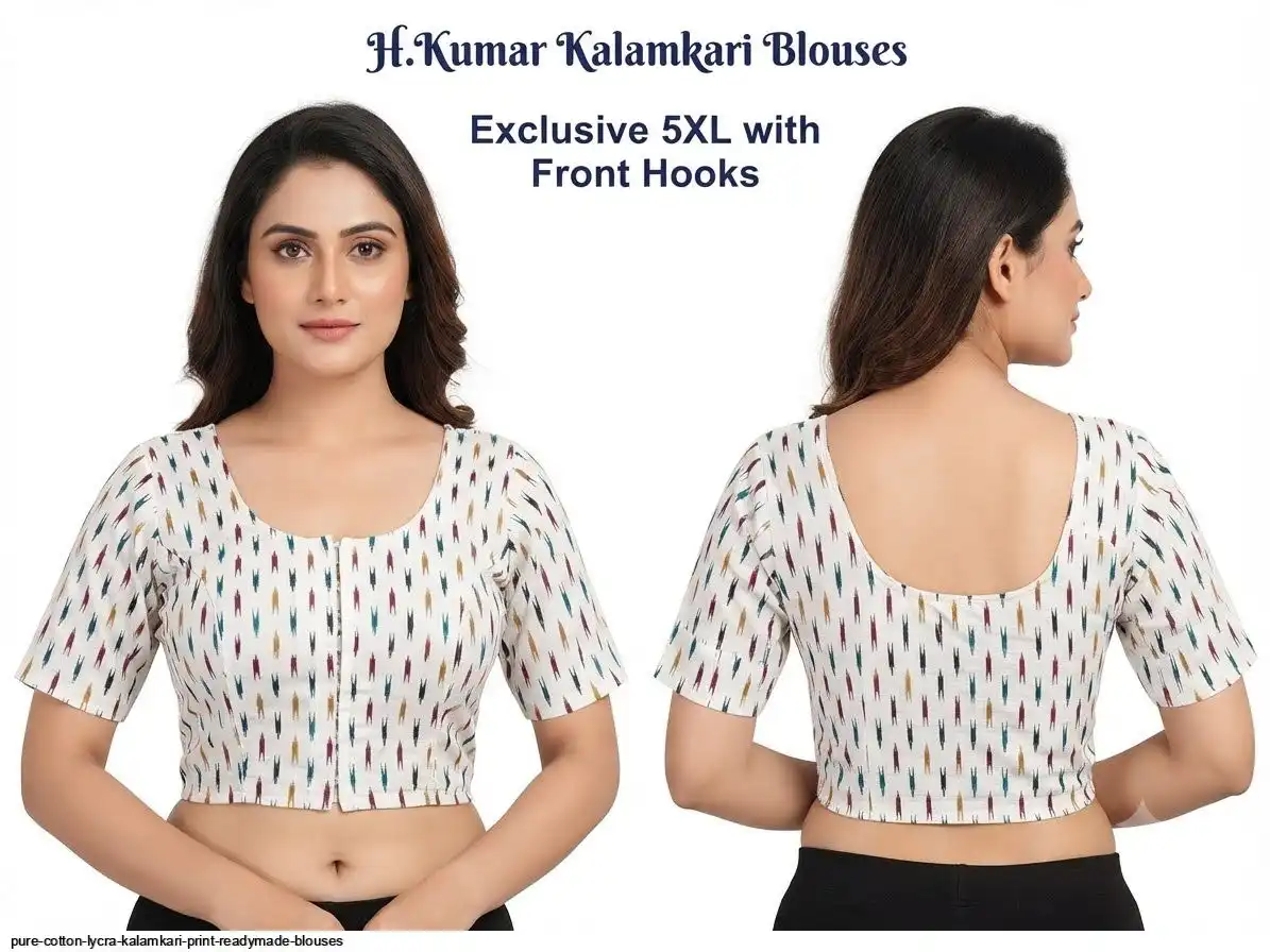 PURE COTTON LYCRA KALAMKARI PRINT READYMADE BLOUSES F