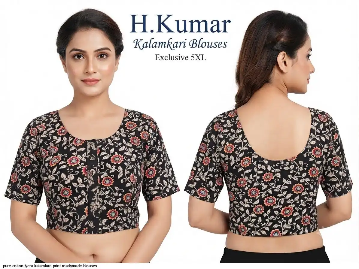 PURE COTTON LYCRA KALAMKARI PRINT READYMADE BLOUSES I