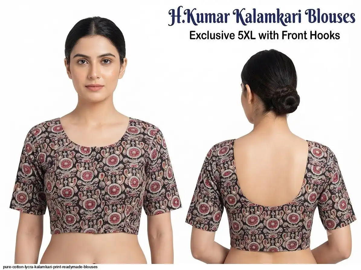 PURE COTTON LYCRA KALAMKARI PRINT READYMADE BLOUSES C