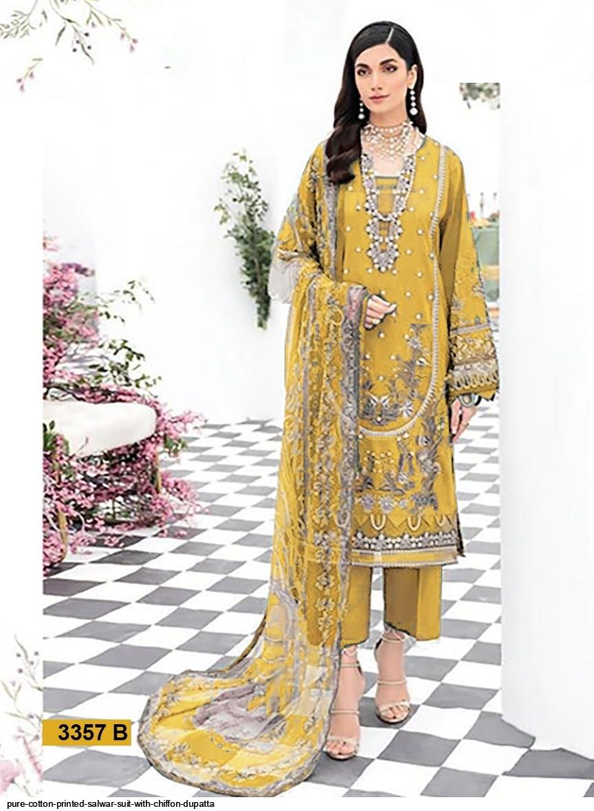 yellow dress material with chiffon dupatta Lemon yellow designer Bin Hameed Inara brand original chiffon partywear  dress material with chiffon dupatta 
