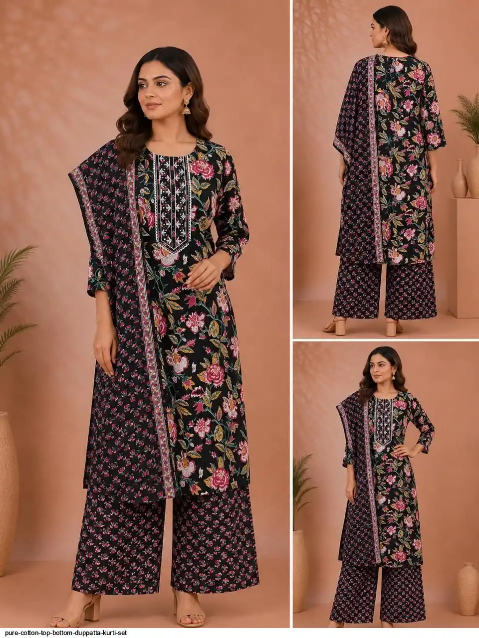 PURE COTTON TOP BOTTOM DUPPATTA KURTI SET 2