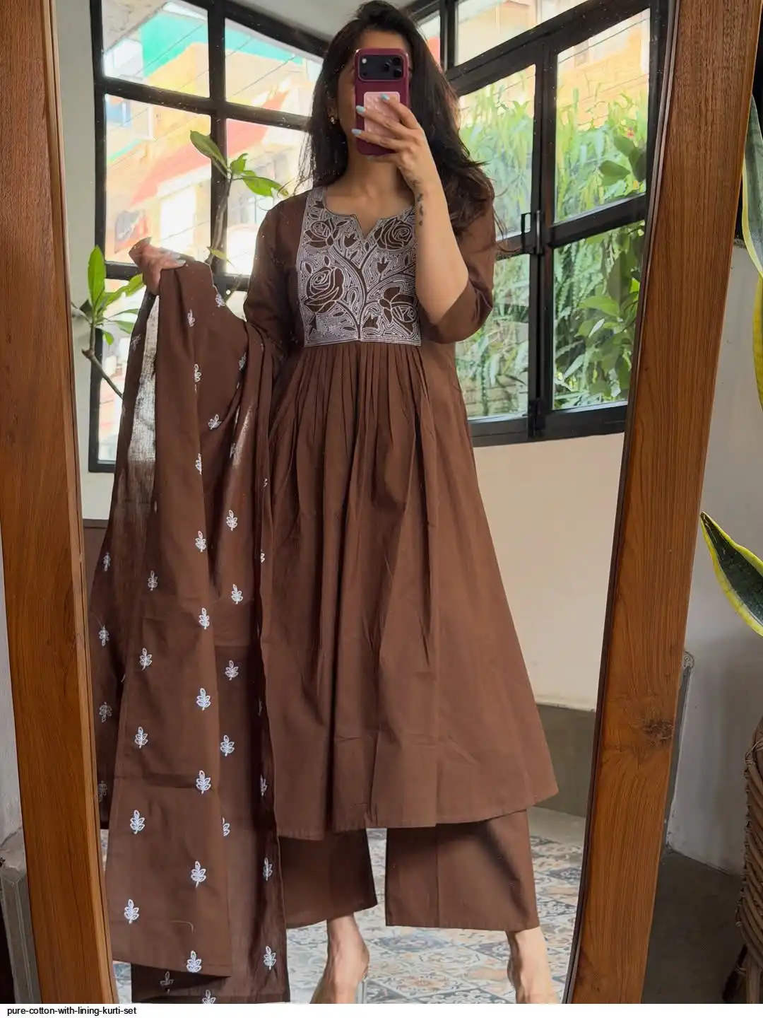 PURE COTTON WITH LINING KURTI SET D