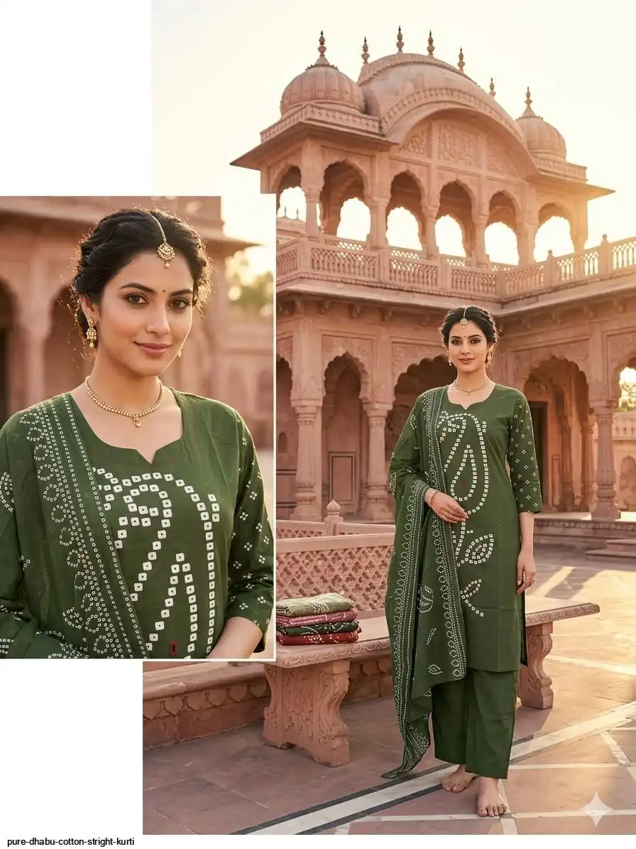 PURE DHABU COTTON STRIGHT KURTI C
